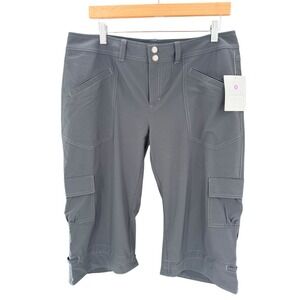 Athleta Cute Capri Cargo Bermuda Shorts Black‎ Women's Size 12 UPF 50 NWT